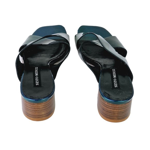 Vtg Sesto Meucci Ombre Blue Sandals Leather Criss Cross Slides Sz 6M - Picture 5 of 10